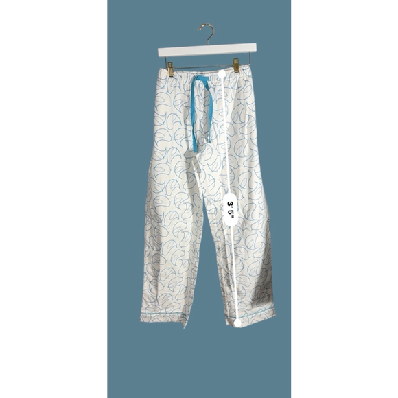 XL Noble Mount White & Blue Bird Print 100 % Cotton Pajama Pants Sleep PJ Set - Picture 6 of 9